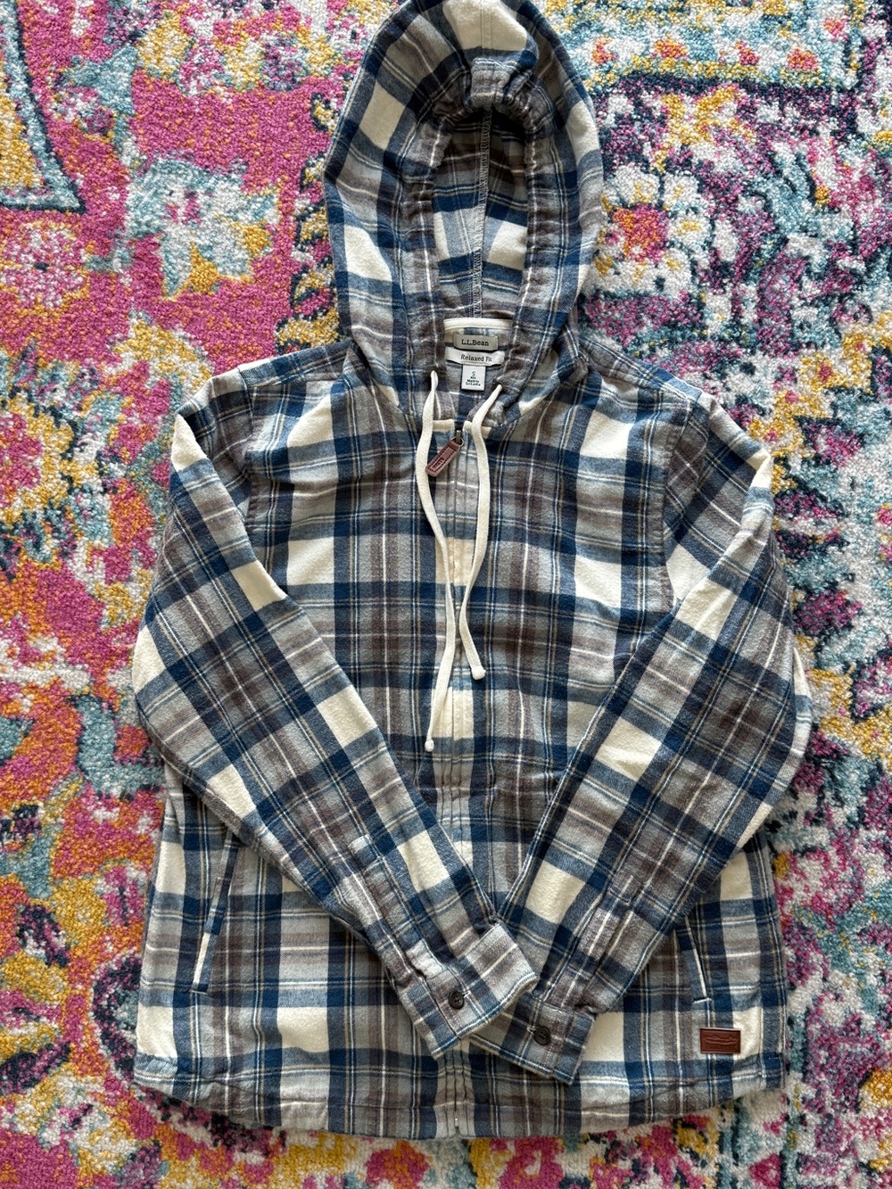 L.L. Bean Women's Scotch Plaid Hooded Flannel, Relaxed Zip Hoodie -Regular Small